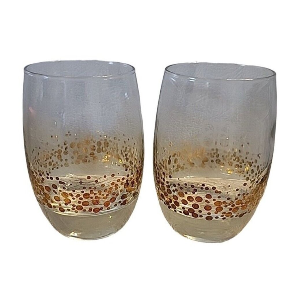 2 Baileys Holiday Cheer Cocktail Polka Dot Drink Glasses Set with Design BB